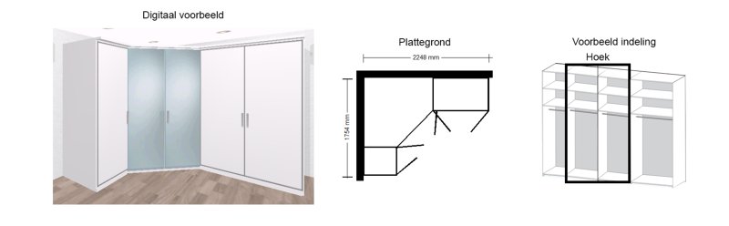 Grote slaapkamer hoekkast met spiegel