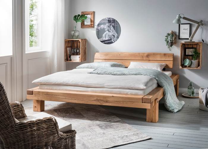Massief houten bed Woody