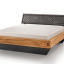 Robuust houten balkenbed Madison hoofdbord lederlook