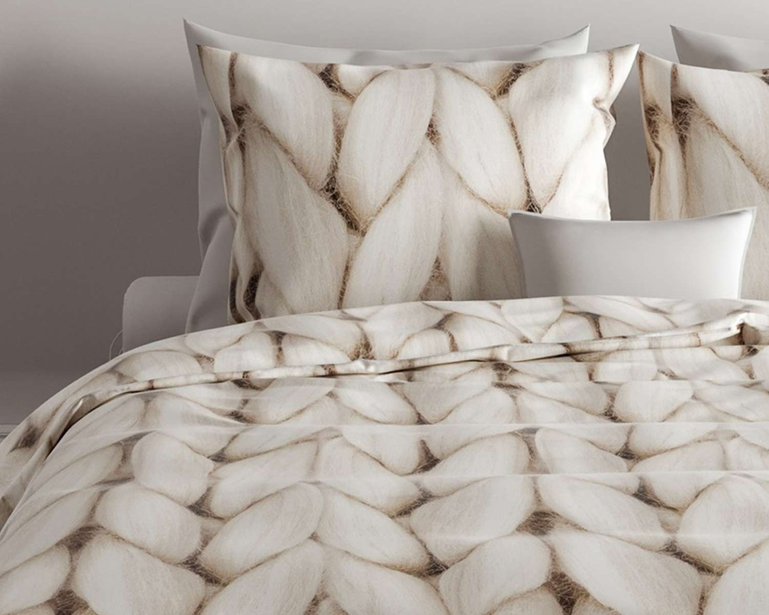 Dekbedovertrek Gebreid kabelpatroon op bed Dekbedovertrek Gebreid kabelpatroon op bed