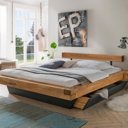 Houten balken bed met houten balk hoofdbord