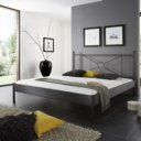 Metalen bed Mondena mat zwart structuur